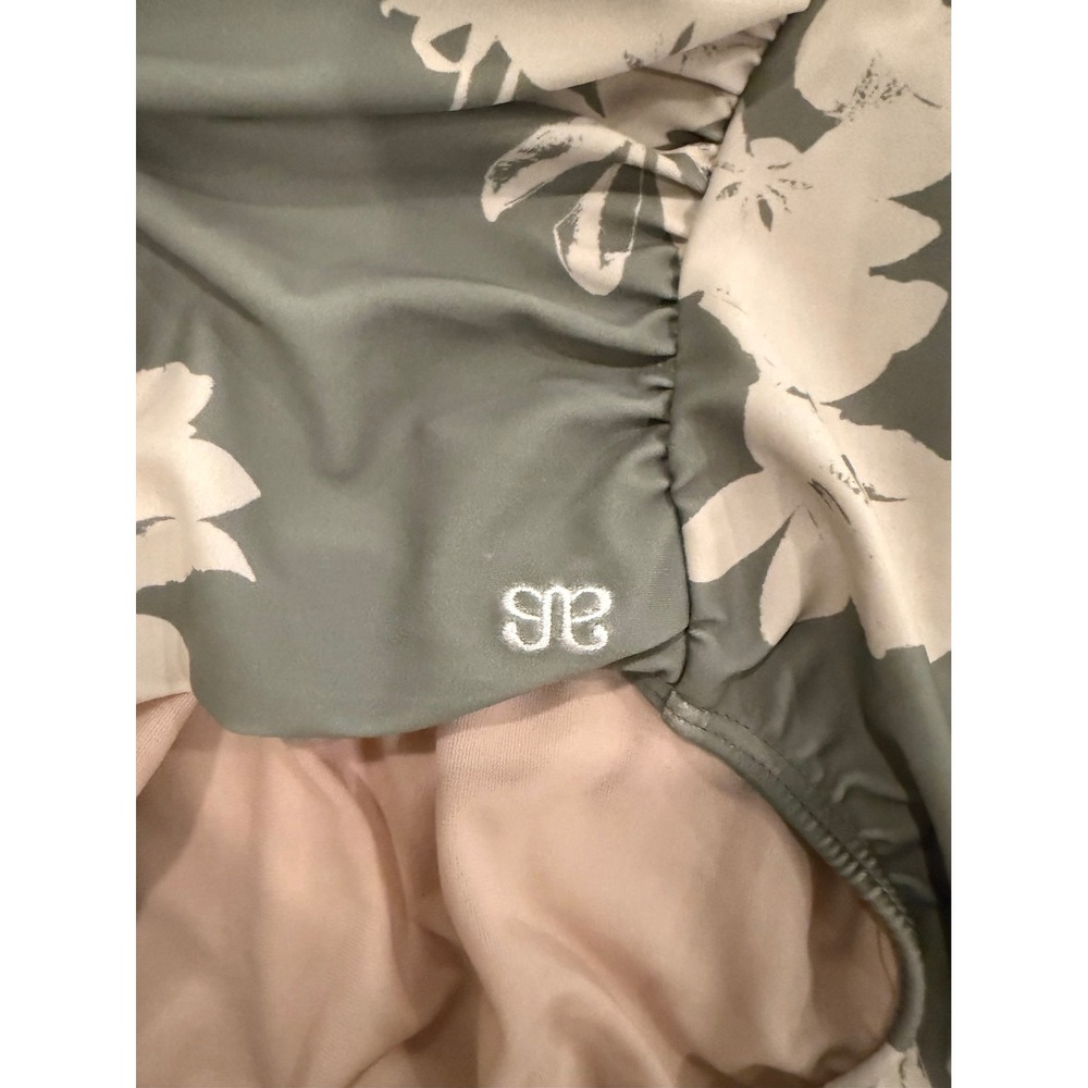Albion Fit Victoria One Piece Swimsuit Sage Green Floral Ruched Size L - Picture 4 of 8